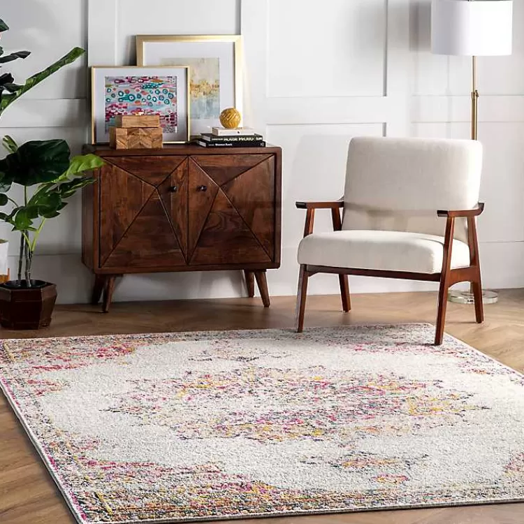 Alfombra de Salón Vintage con Diseño de Medallones Rosados - 3x4.2 metros | Oferta Relámpago en Kirklands Home