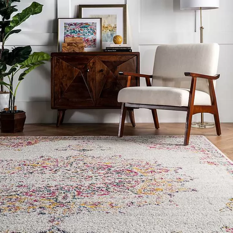 Alfombra de Salón Vintage con Diseño de Medallones Rosados - 3x4.2 metros | Oferta Relámpago en Kirklands Home