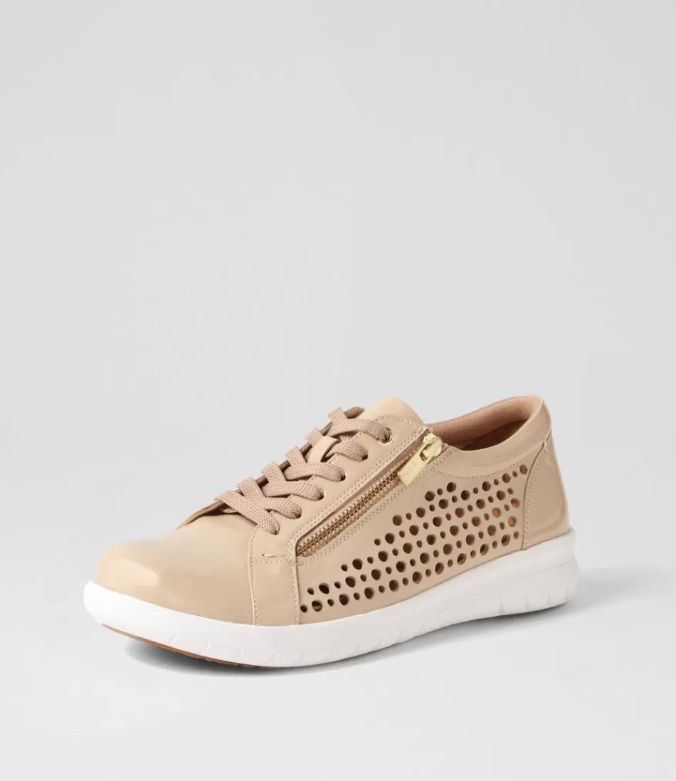 Zapatillas Urbanas Ziera para Mujer - Modelo Shovo Xf en Cuero Latte con Detalle Rugoso, Diseño Moderno y Comodidad Todo el Día