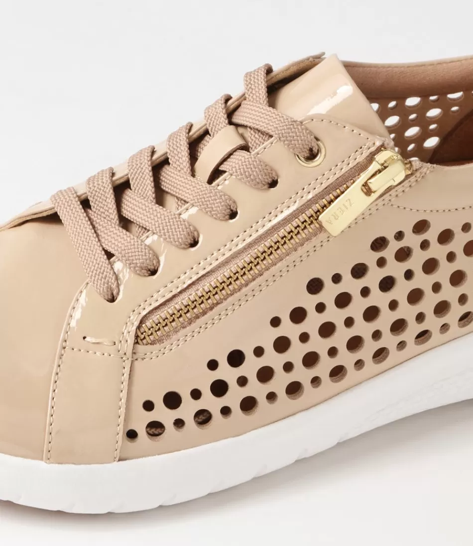Zapatillas Urbanas Ziera para Mujer - Modelo Shovo Xf en Cuero Latte con Detalle Rugoso, Diseño Moderno y Comodidad Todo el Día