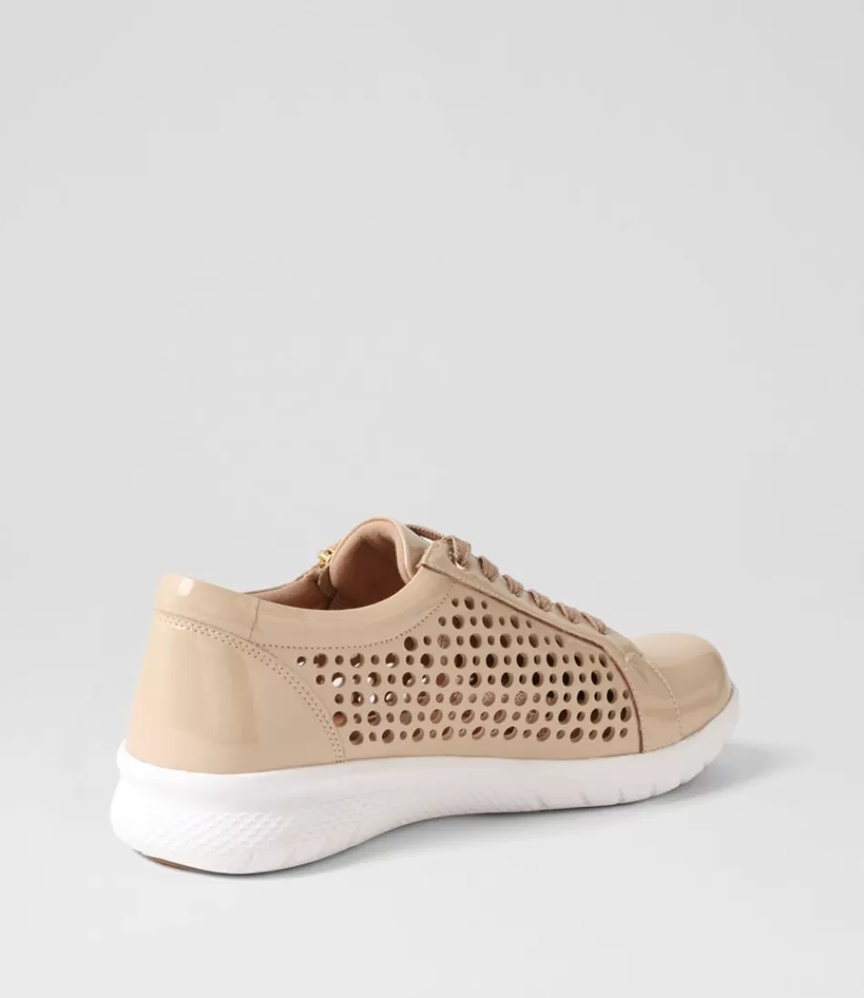 Zapatillas Urbanas Ziera para Mujer - Modelo Shovo Xf en Cuero Latte con Detalle Rugoso, Diseño Moderno y Comodidad Todo el Día