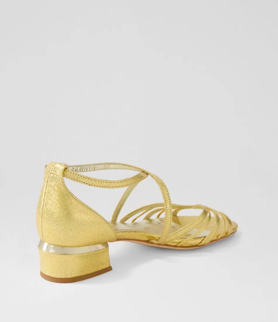 Sandalias DJANGO & JULIETTE para Mujer - Bailarinas en Cuero Dorado con Toques Brillantes