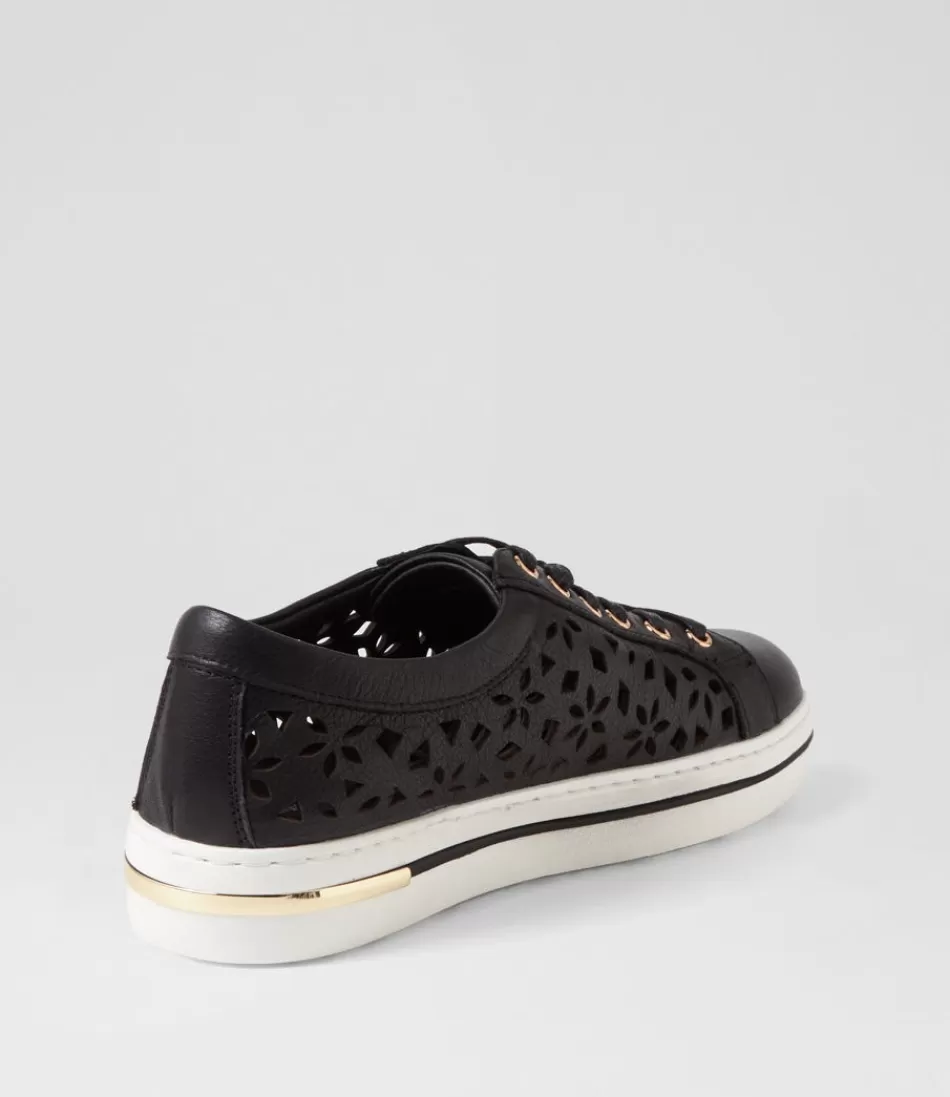 Zapatillas Django & Juliette Mujer - Cuero Negro con Blanco, Estilo Urbano Clásico