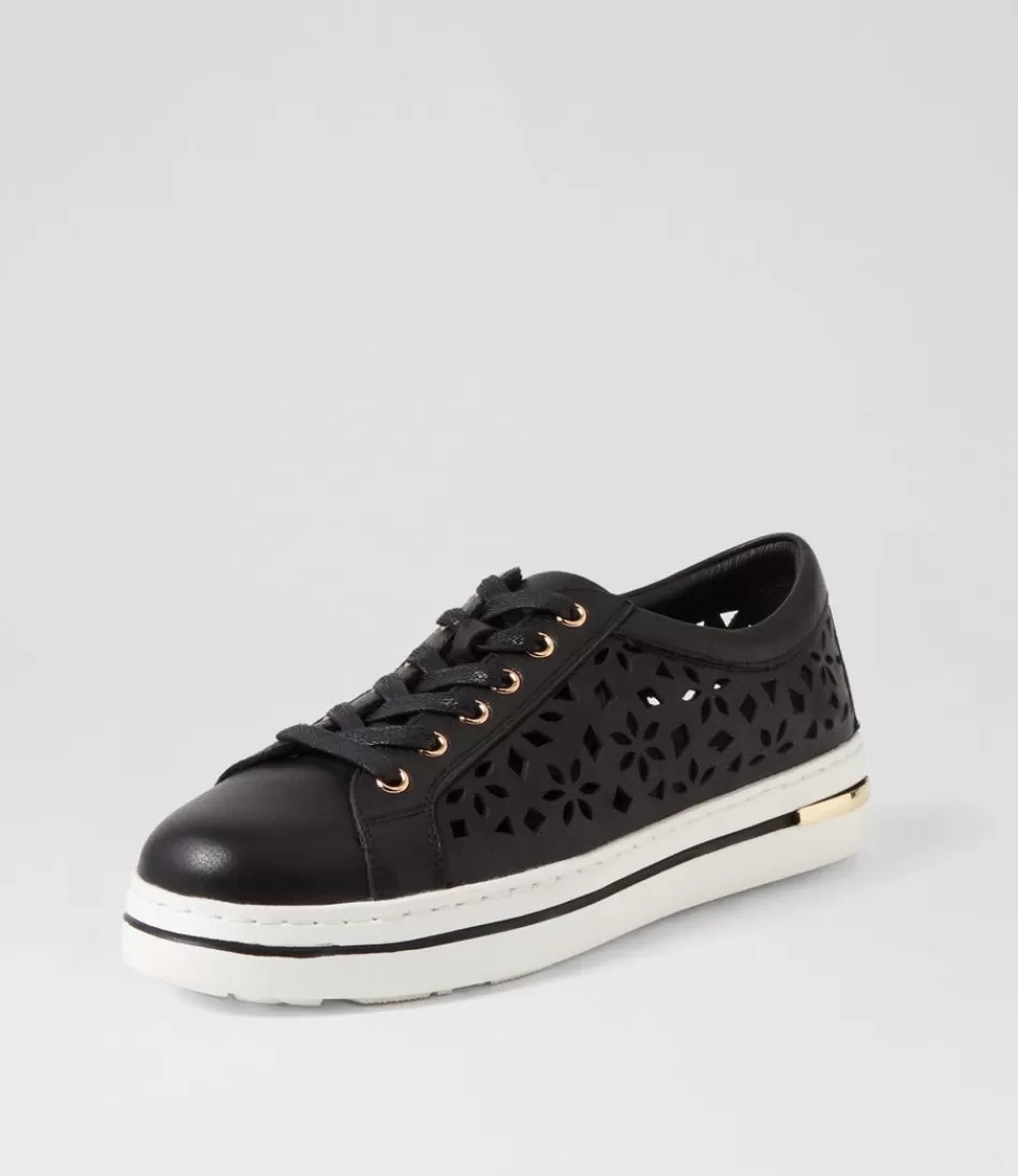 Zapatillas Django & Juliette Mujer - Cuero Negro con Blanco, Estilo Urbano Clásico