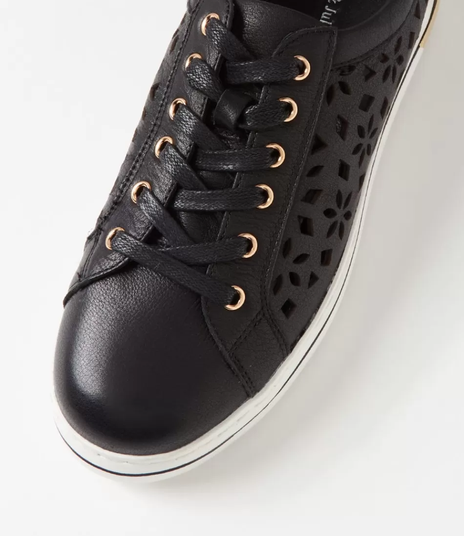 Zapatillas Django & Juliette Mujer - Cuero Negro con Blanco, Estilo Urbano Clásico